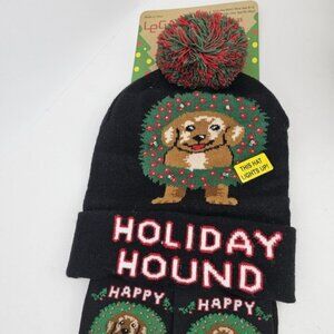 Legale Ugly Christmas Party Collection Holiday Hound Hat LIGHTS UP & Socks NWT